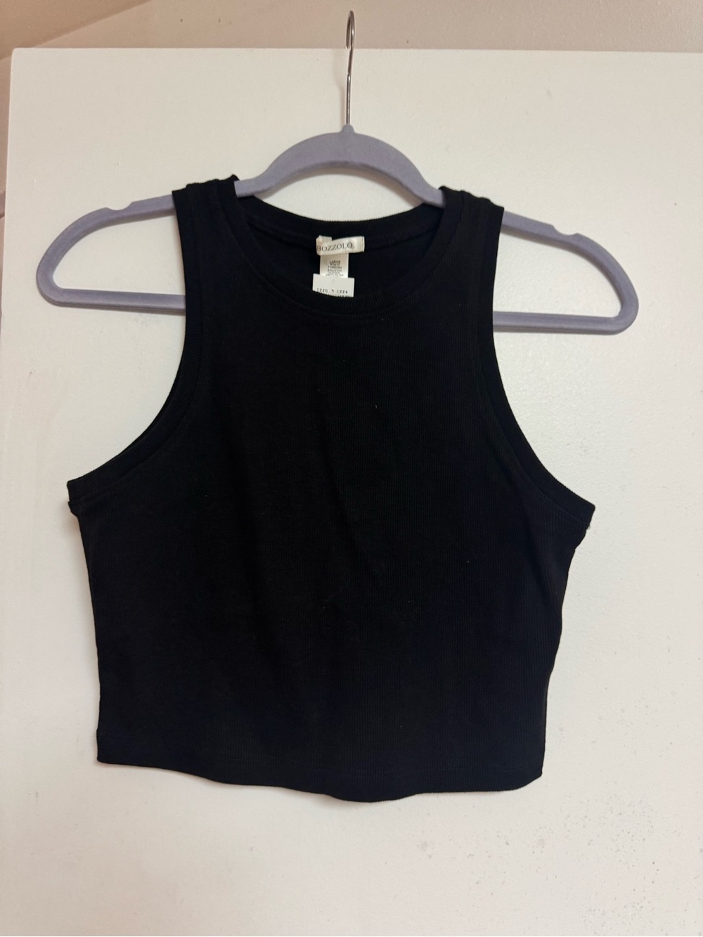 Bozzolo Black Ribbed Cropped Tank